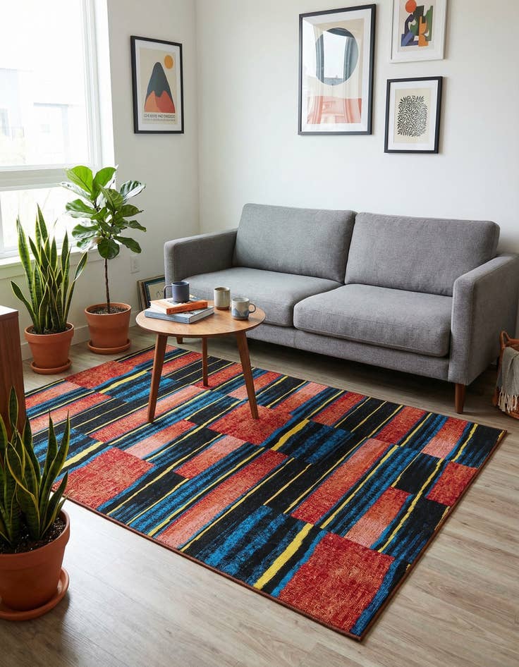 Detail image of 4' x 6' Easy-Clean Modern Indoor / Outdoor Rug