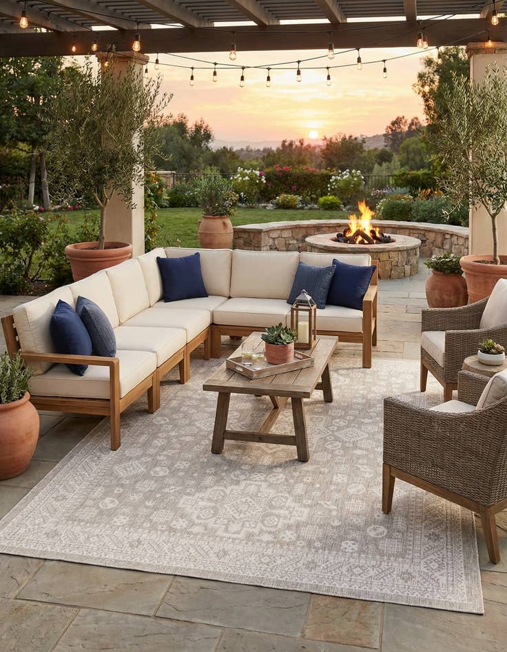 Detail image of  10' x 13'  Washable Aztec Indoor / Outdoor Rug