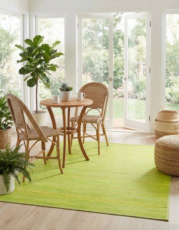 Green Bamboo Square Rug