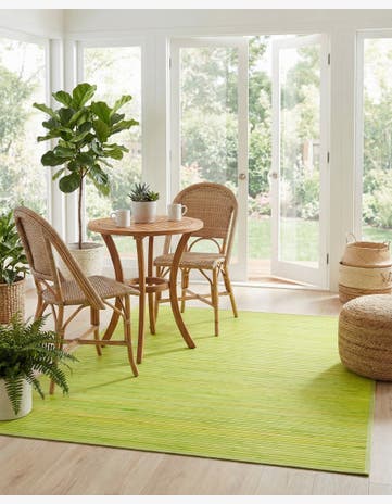 Green Bamboo Square Rug