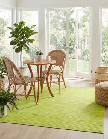Green Bamboo Square Rug