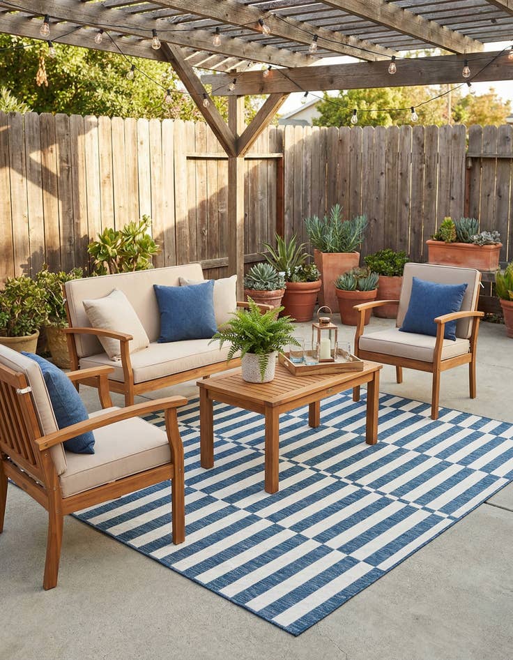 Detail image of  7' 10 x 7' 10  Washable Ribbon Indoor / Outdoor Square Rug