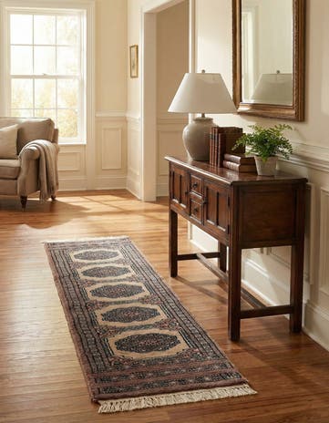 1' x 4' Hand Knotted Bokhara Oriental Wool Runner Rug