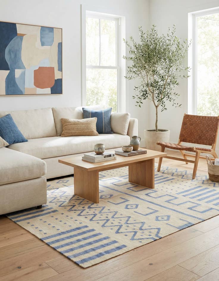 Detail image of 5' 1 x 6' 2  Hand Woven Kilim Modern Wool Rug