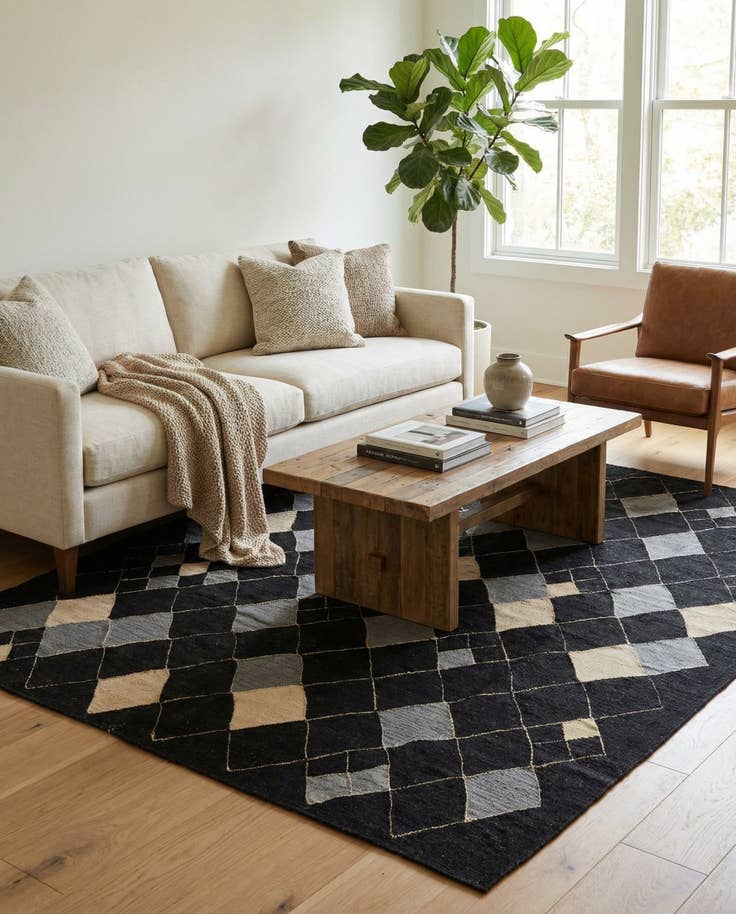 Detail image of 5' 1 x 6' 6 Hand Woven Kilim Modern Wool Rug