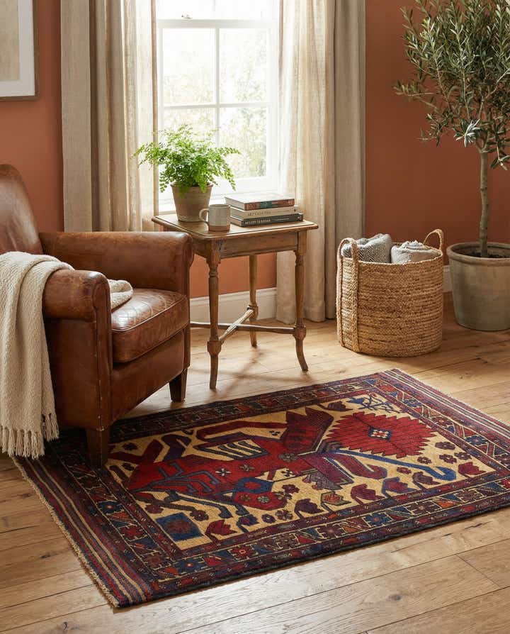 3' x 4' 4 Hand Knotted Sumak Wool Rug