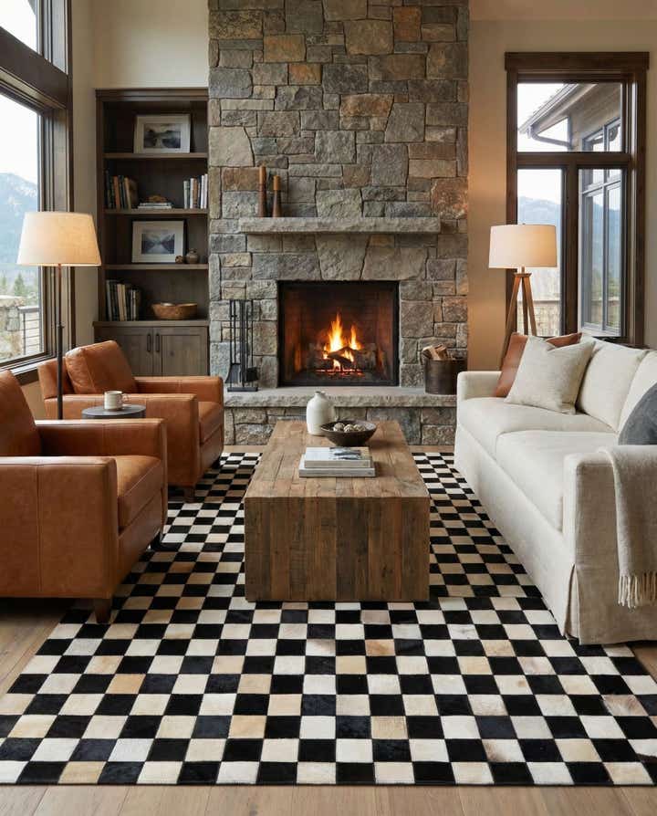 5' x 8' Cowhide Leather Rug