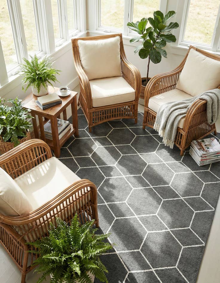 Detail image of  10' x 10' Lattice Frieze Square Rug