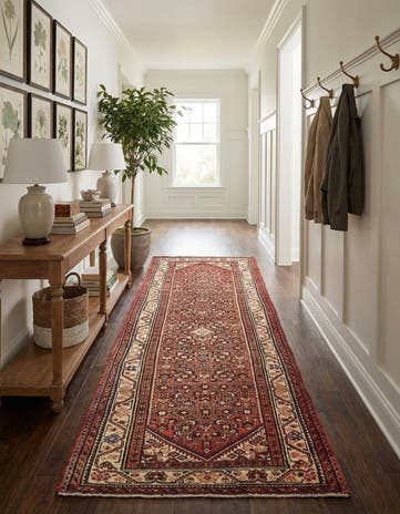 3' 10 x 10' 3 Hand Knotted Hossainabad Persian Wool Runner Rug