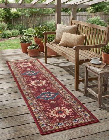 Red Easy-Clean Baja Indoor / Outdoor Runner Rug