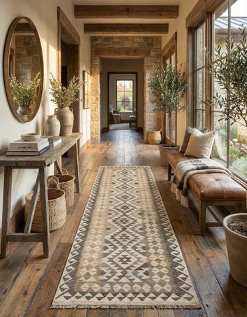 2' 8 x 9' 8 Hand Woven Kilim Maymana Wool Runner Rug