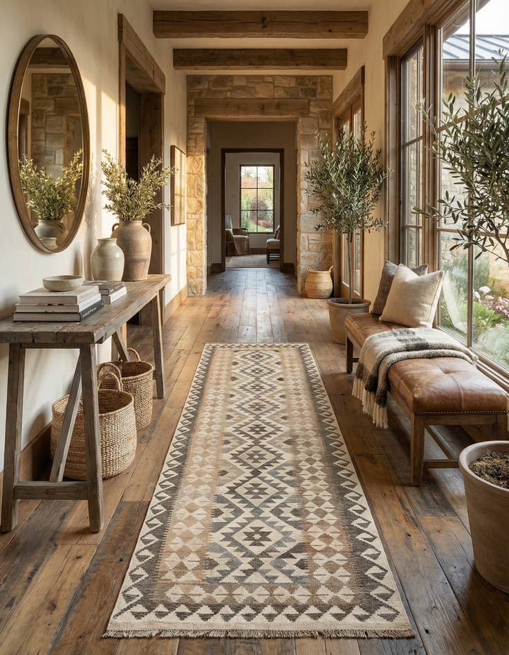 Detail image of  2' 8 x 9' 8  Hand Woven Kilim Maymana Wool Runner Rug