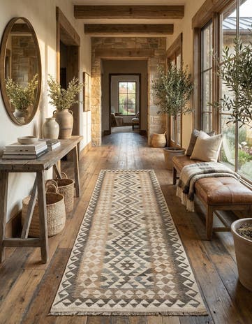 2' 8 x 9' 8 Hand Woven Kilim Maymana Wool Runner Rug