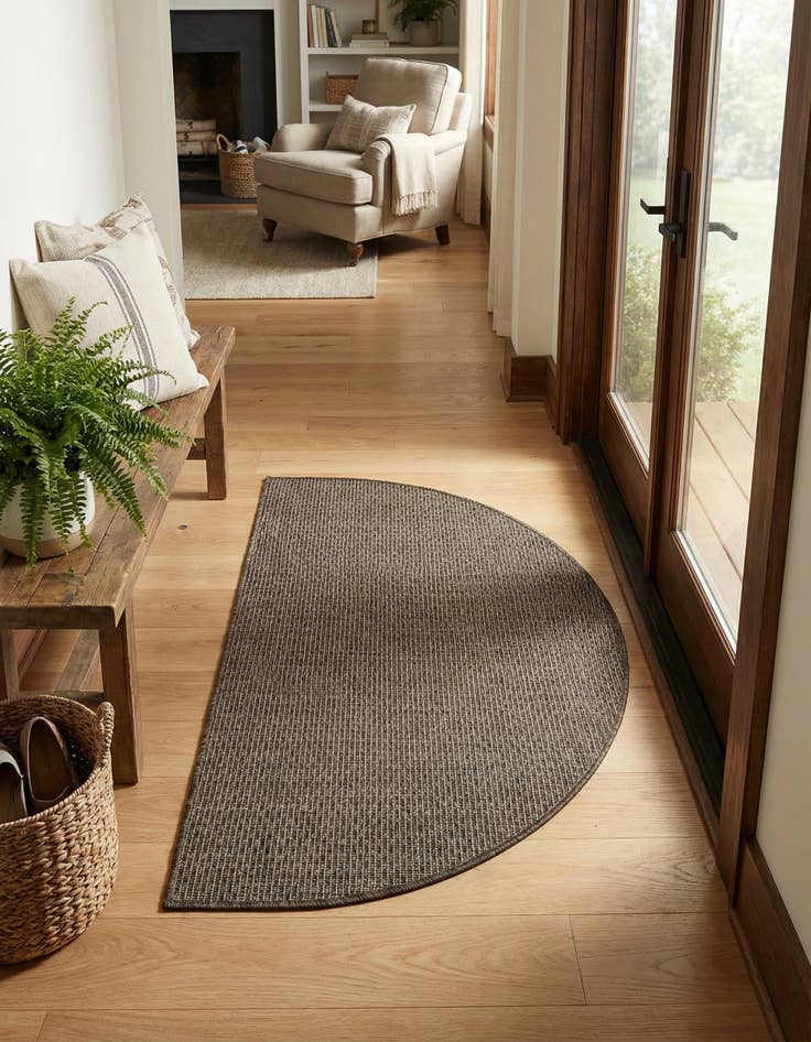 Detail image of 2' 7 x 4' Easy-Clean Solid Indoor / Outdoor Hearth Rug