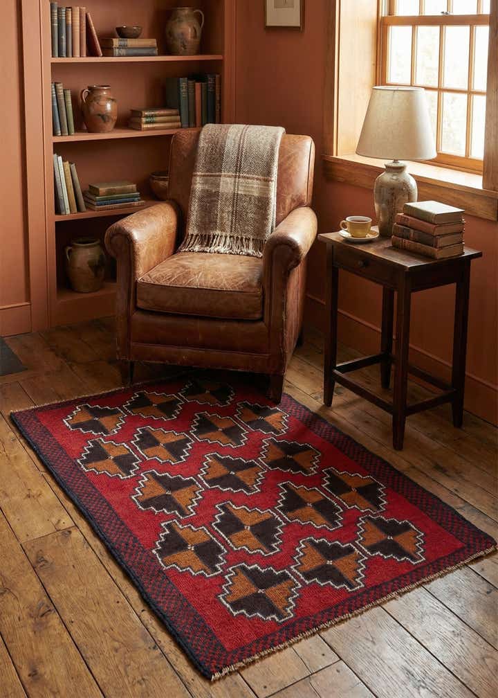 3' x 4' 7 Hand Knotted Balouch Persian Wool Rug