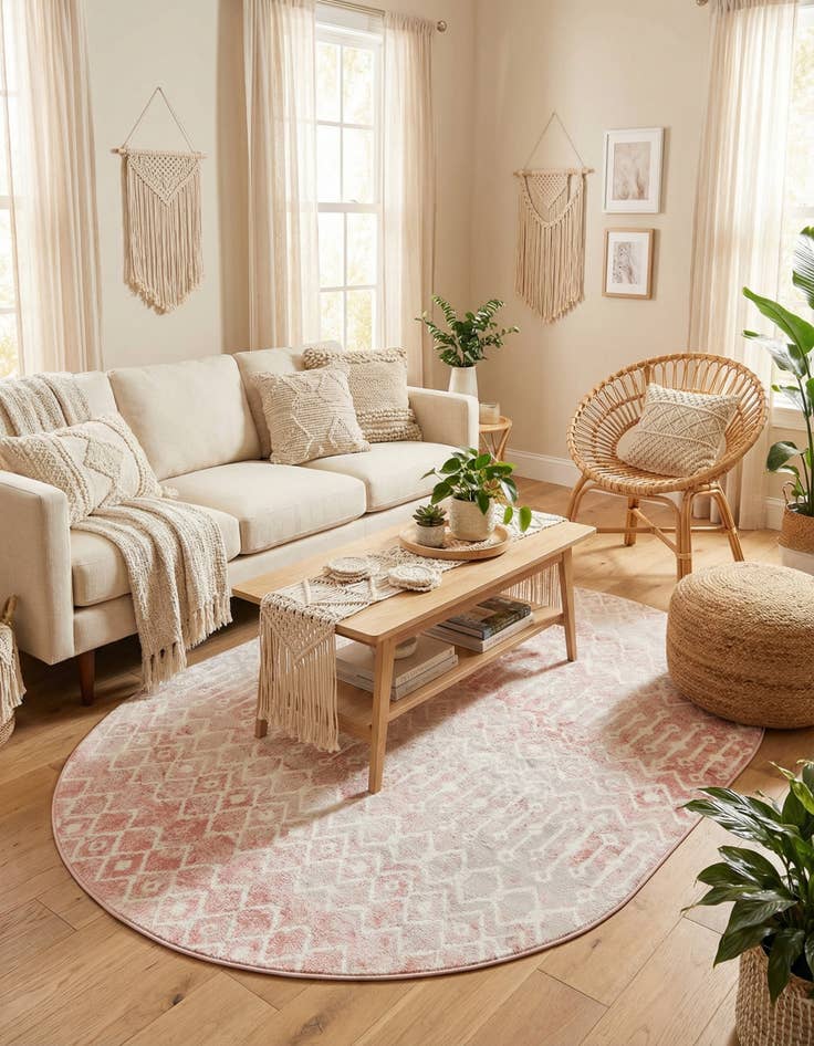 Detail image of  8' x 10' Bohemian Trellis Oval Rug