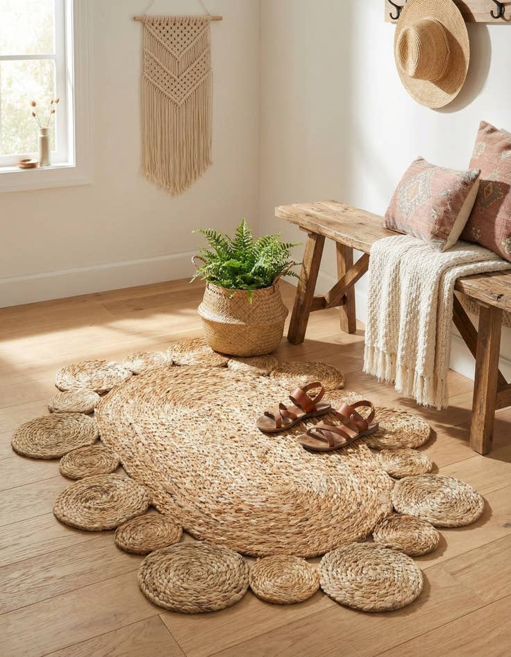 Detail image of  2' x 3' 1  Hand Braided Jute Oval Rug