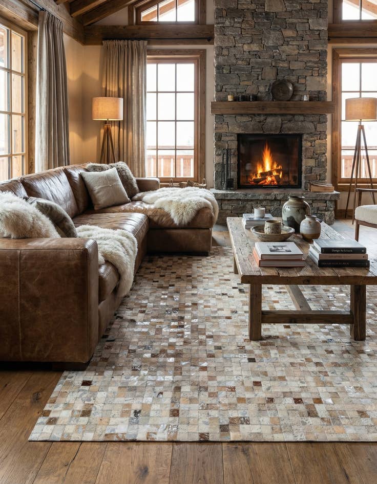 Detail image of  5' 1 x 8' 1 Cowhide - Patchwork Rug