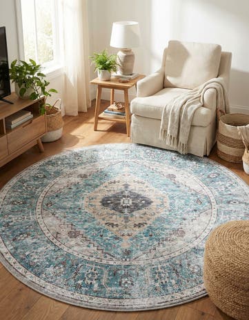6' x 6' Washable Yara Round Rug