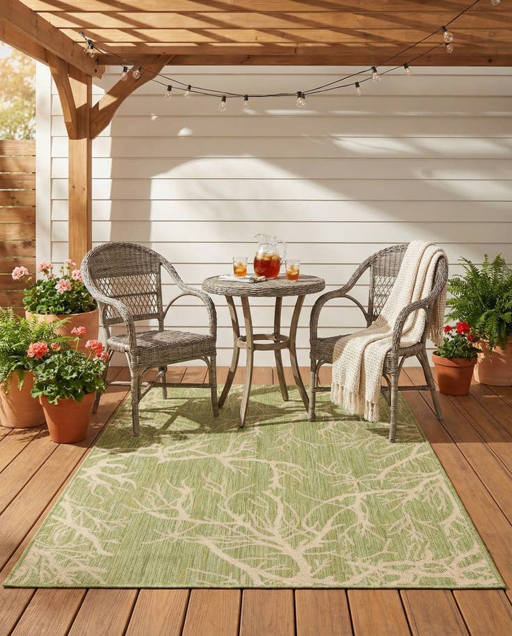 Detail image of 4' x 6' Easy-Clean Botanical Indoor / Outdoor Rug