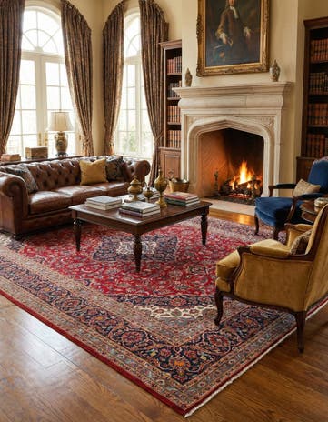 9' 7 x 13' 4 Hand Knotted Mashad Persian Wool Rug