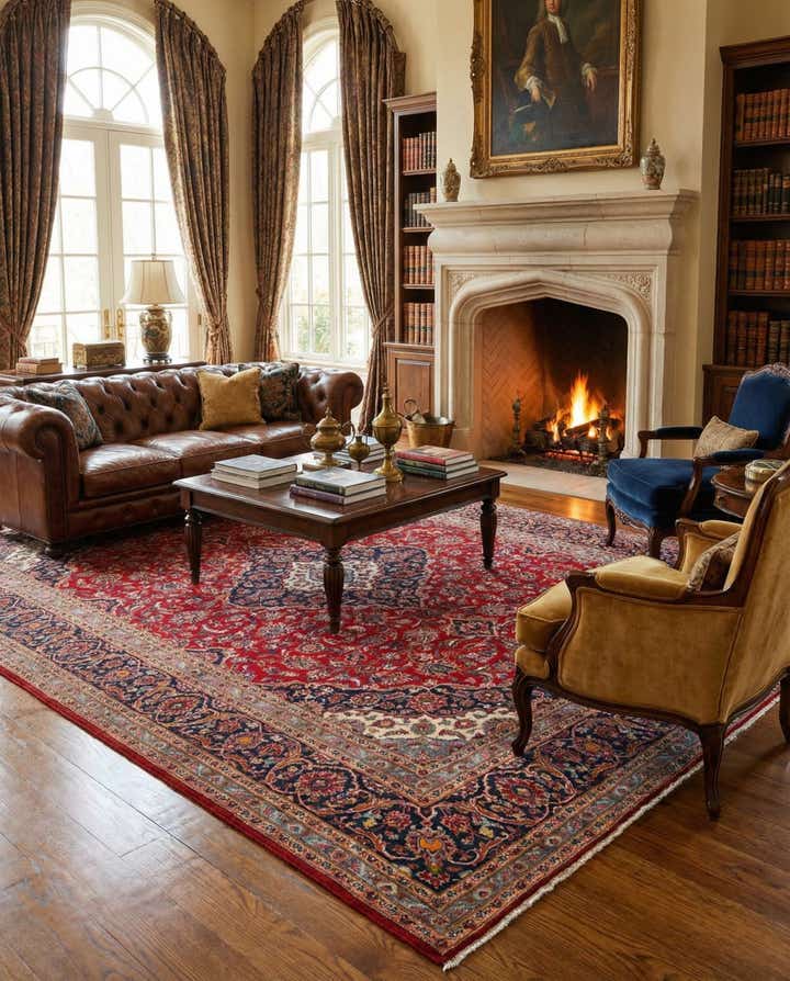 9' 7 x 13' 4 Hand Knotted Mashad Persian Wool Rug