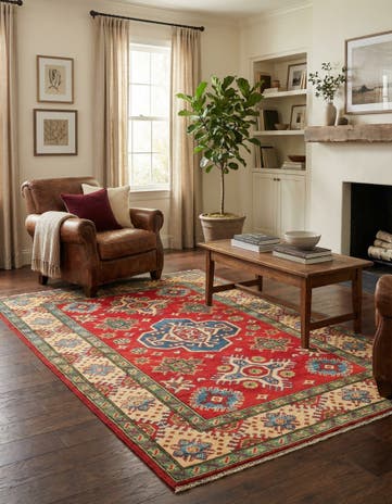 4' x 6' 2 Hand Knotted Kazak Rug