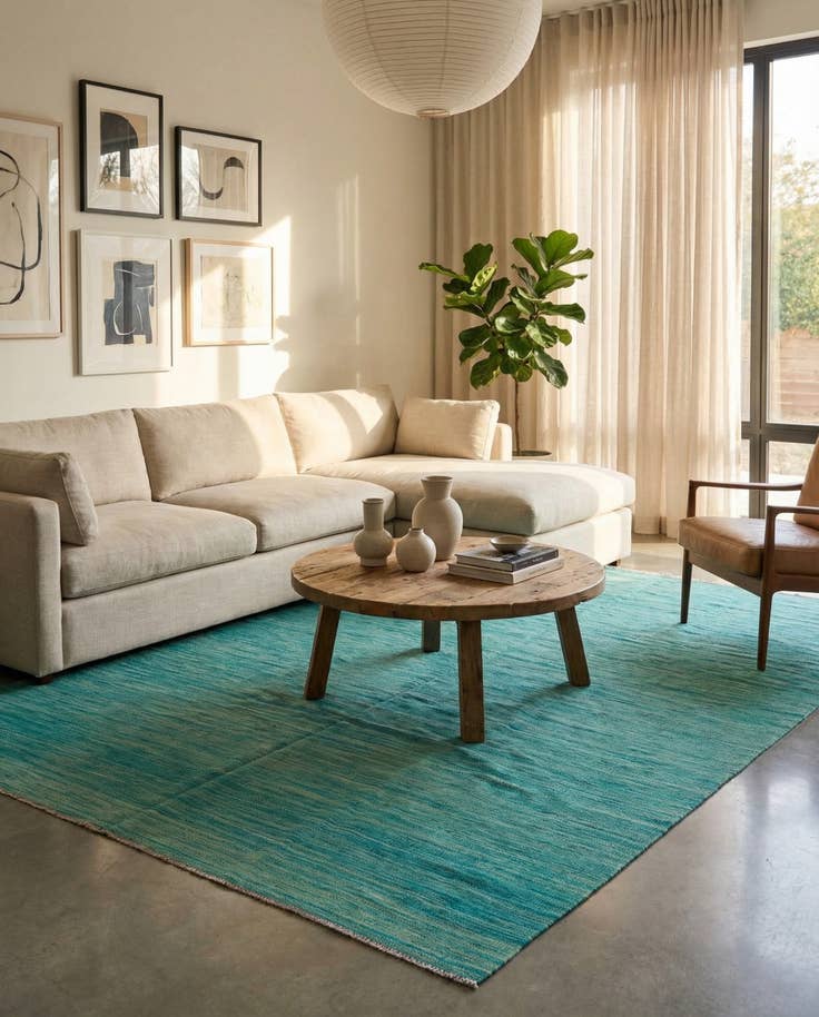Detail image of 6' x 9' 10 Hand Woven Kilim Modern Wool Rug