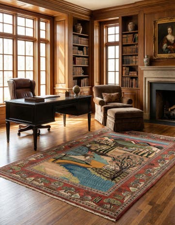4' 2 x 6' 9 Hand Knotted Kashan Persian Wool Rug