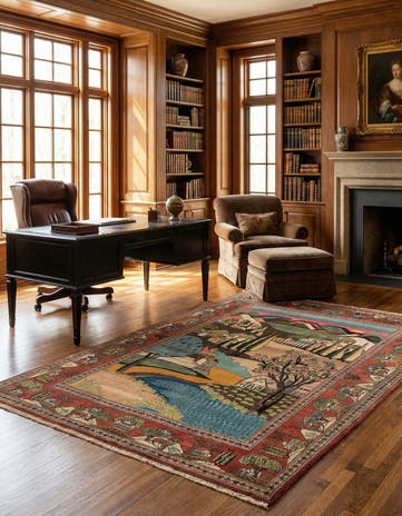 4' 2 x 6' 9 Hand Knotted Kashan Persian Wool Rug