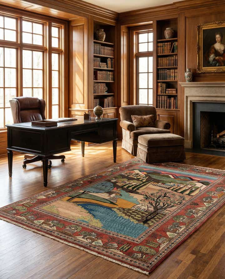 4' 2 x 6' 9 Hand Knotted Kashan Persian Wool Rug