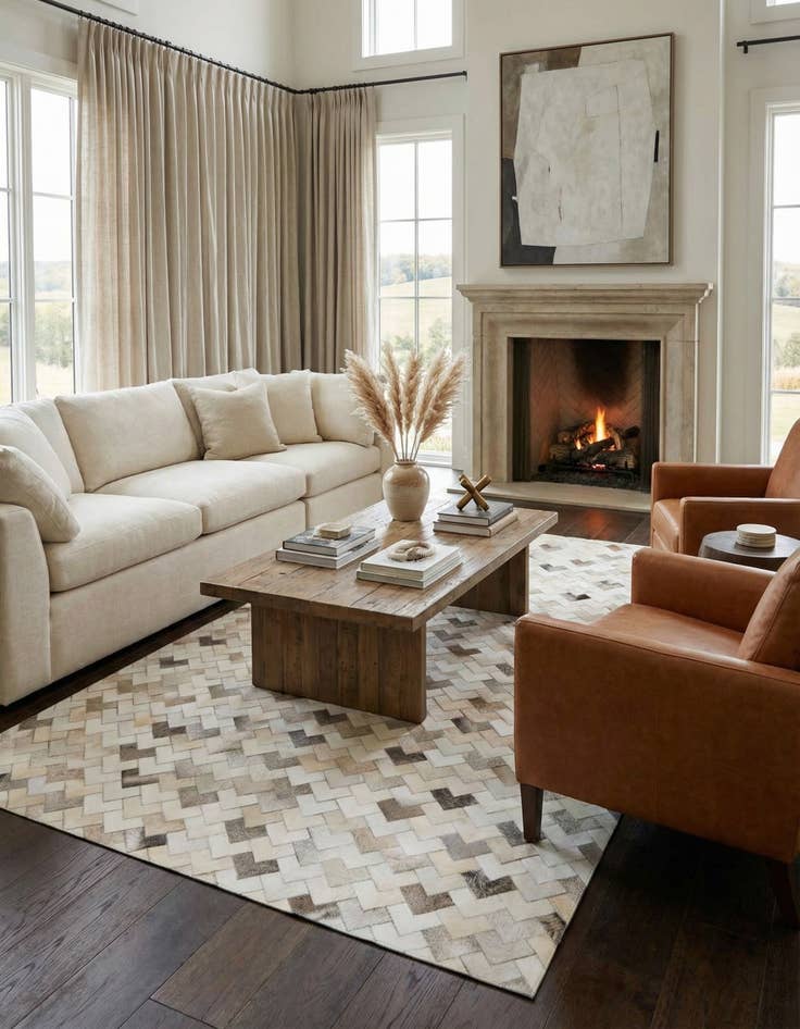 Detail image of 6' x 8' 11 Cowhide Stocks Rug