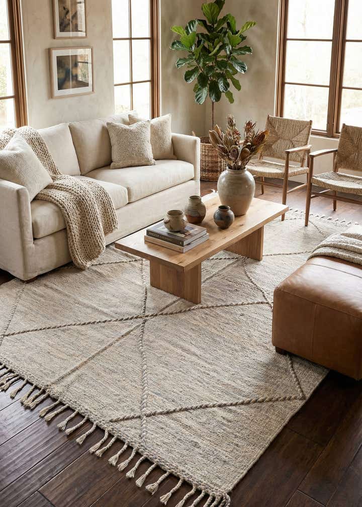 6' 8 x 9' 10 Hand Knotted Moroccan Wool Rug
