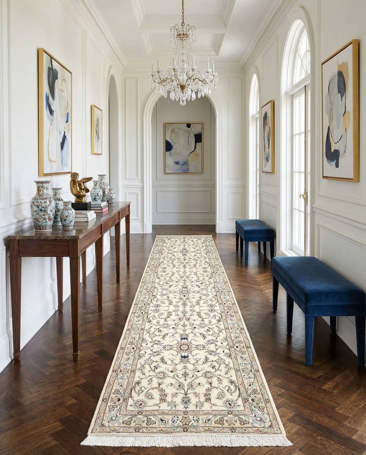 Detail image of 2' 7 x 10' 7 Hand Knotted Nain Rug
