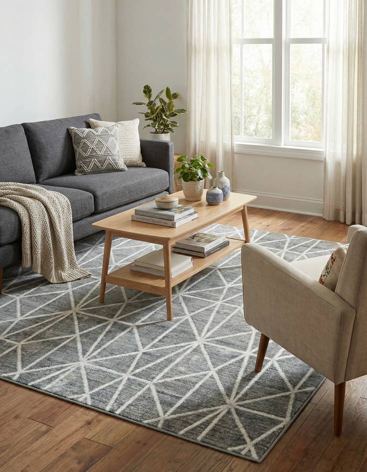 Detail image of 7' x 7' Lattice Trellis Square Rug