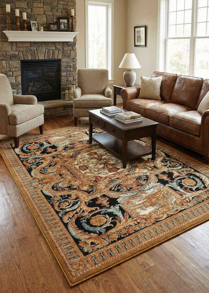 5' 3 x 7' Easy-Clean Traditional Indoor / Outdoor Rug