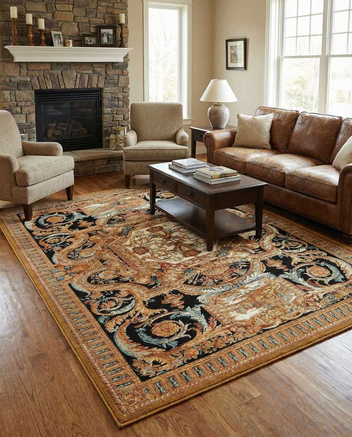 5' 3 x 7' Easy-Clean Traditional Indoor / Outdoor Rug