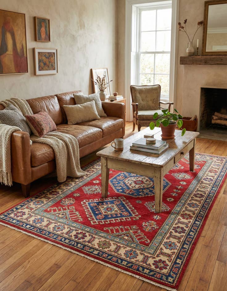 Detail image of 4' x 6'  Hand Knotted Kazak Rug