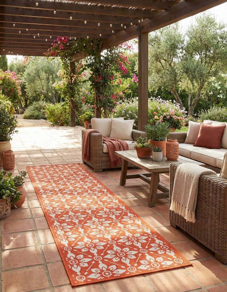 Detail image of 2' 7 x 12'  Washable Trellis Indoor / Outdoor Runner Rug