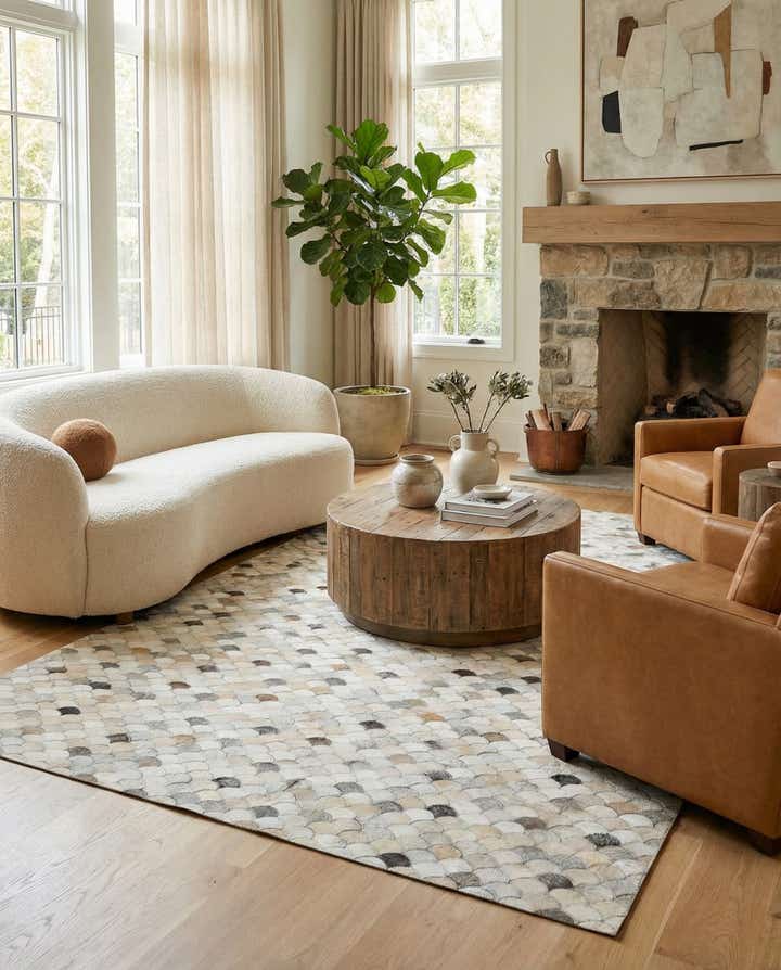 5' 2 x 8' Cowhide Leather Rug