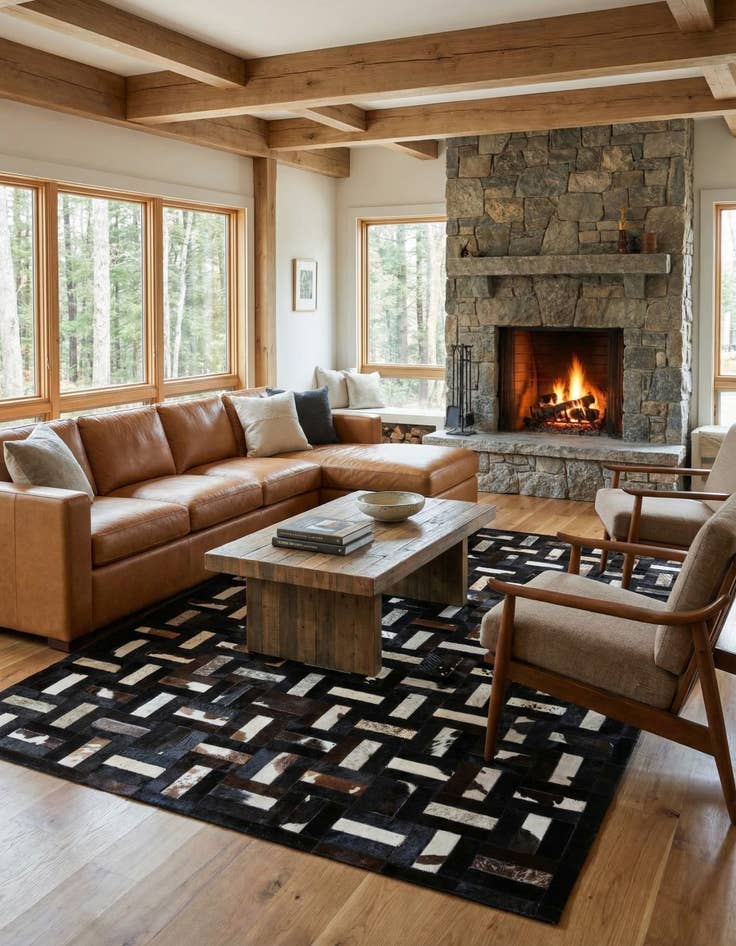 Detail image of  5' 3 x 8' 1 Cowhide - Patchwork Rug