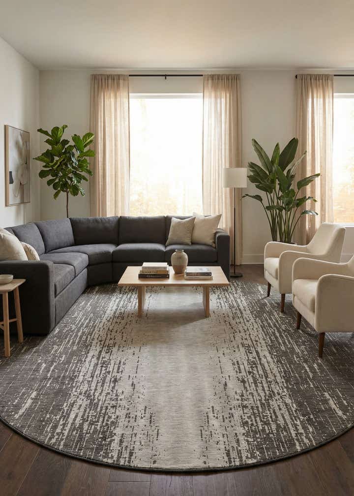 10' 8 x 10' 8 Easy-Clean Modern Indoor / Outdoor Round Rug