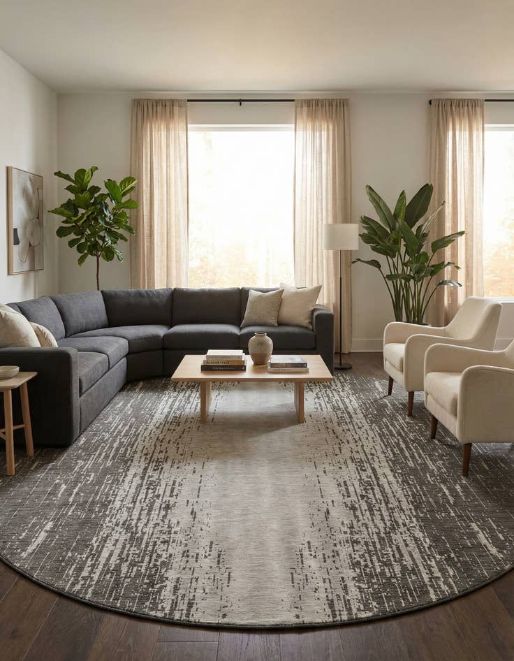 Detail image of 10' 8 x 10' 8 Easy-Clean Modern Indoor / Outdoor Round Rug