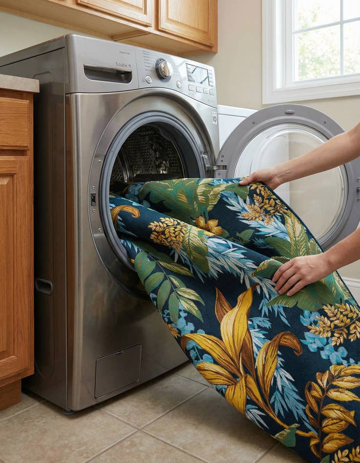 Detail image of  7' 10 x 10'  Washable Botanical Indoor / Outdoor Rug