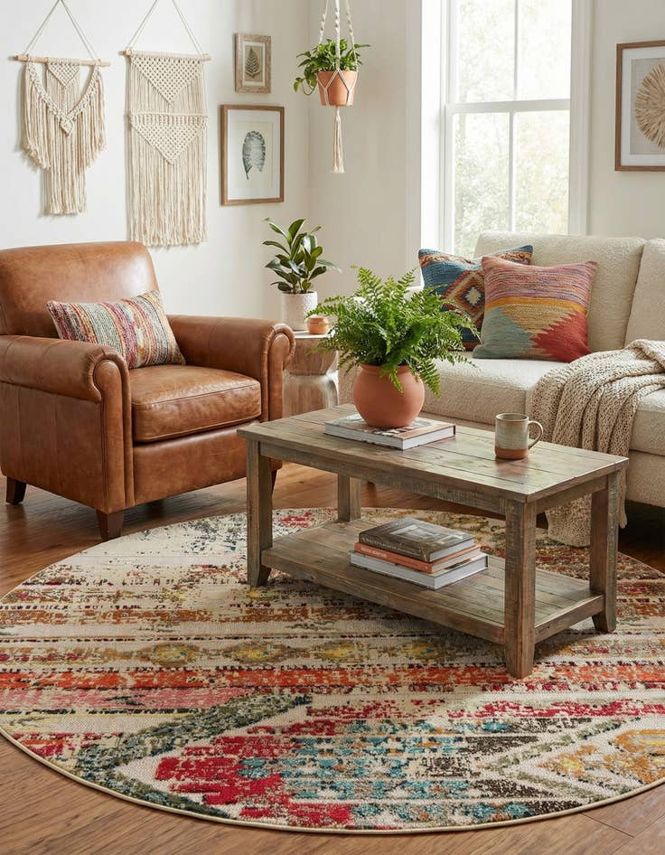 Detail image of 6' x 6' Easy-Clean Casablanca Indoor / Outdoor Round Rug