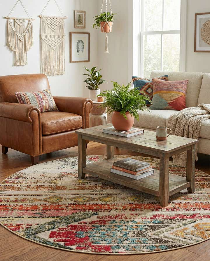6' x 6' Easy-Clean Casablanca Indoor / Outdoor Round Rug