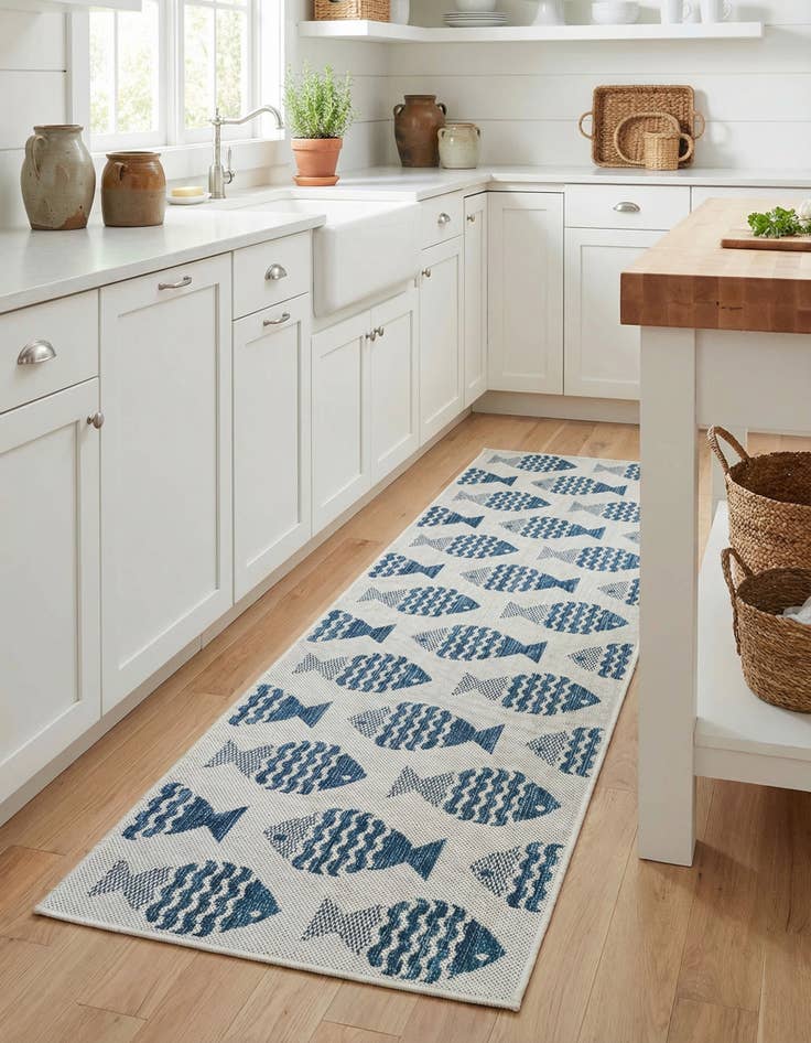 Detail image of 2' x 6'  Washable Coastal Indoor / Outdoor Runner Rug