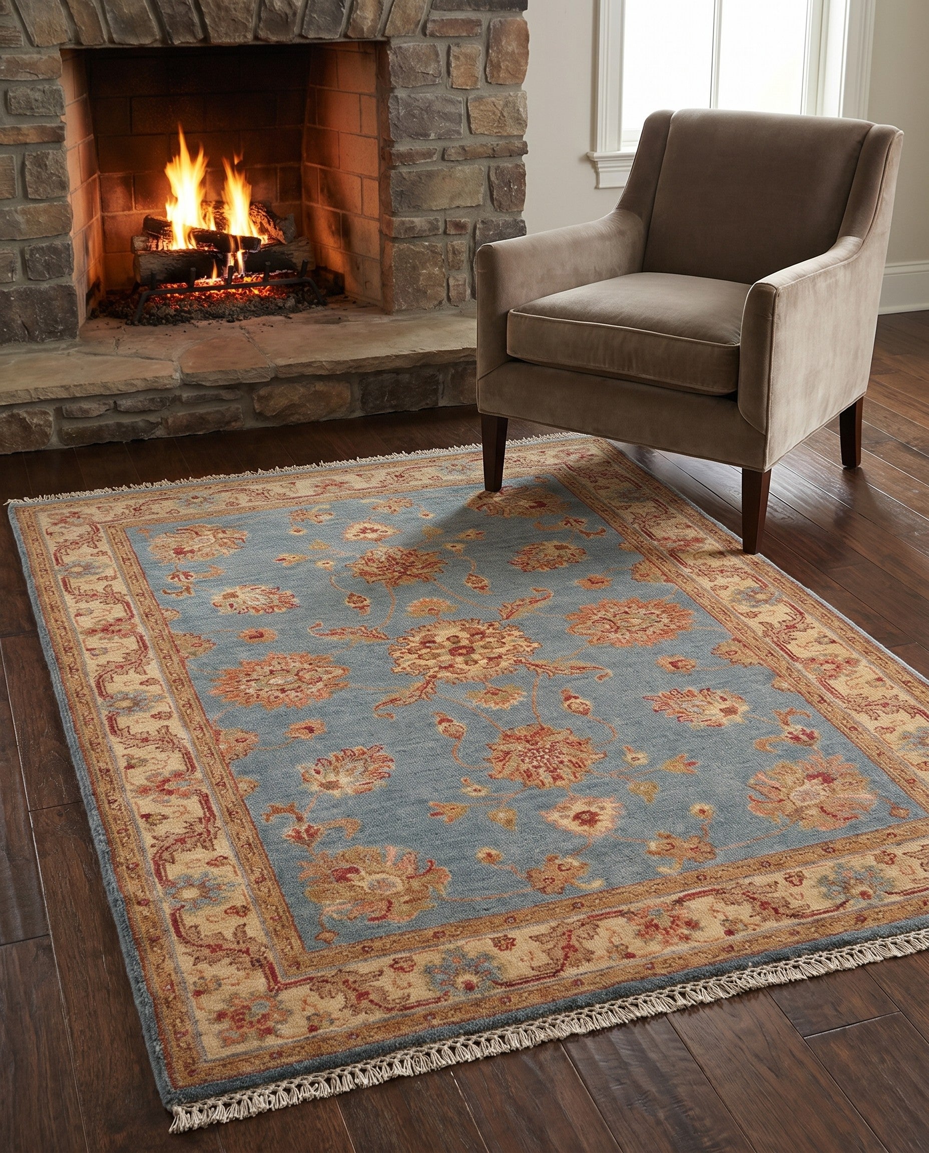 3' 5 x 5' 1 Hand Knotted Ziegler Rug