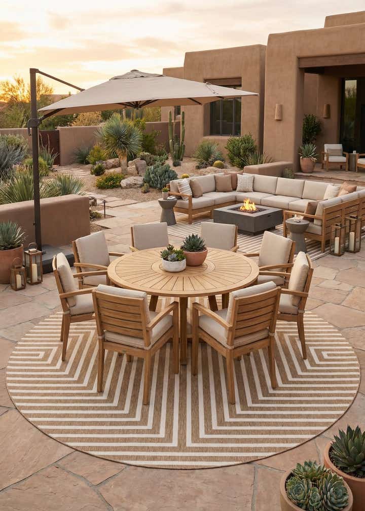 12' x 12' Easy-Clean Modern Indoor / Outdoor Round Rug