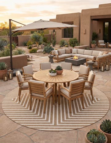 12' x 12' Easy-Clean Modern Indoor / Outdoor Round Rug